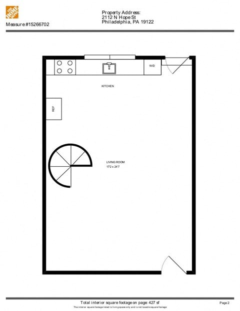 Floor plan for 1 bed, 1 bath